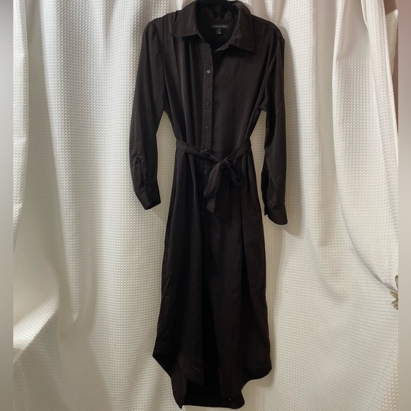 NWOT BR Factory Petite Satin Crepe Maxi Shirtdress - Picture 1 of 8